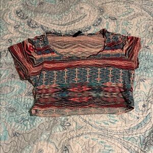 Trendy Multicolor Geometric Crop Top